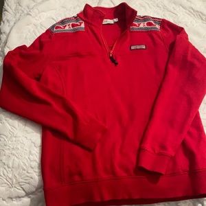 Girls XS, red Vinyard Vines sweatshirt with zipper Whales on shoulders